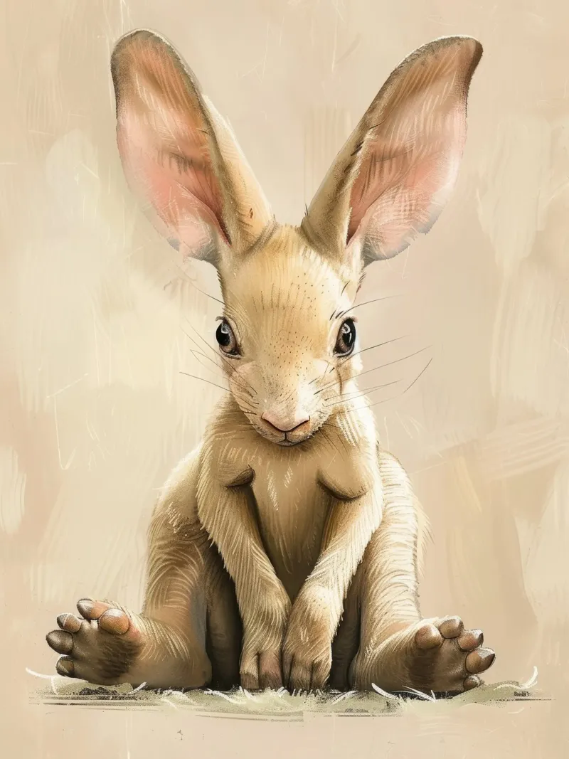 un cucciolo di coniglio seduto con grazia e calma con grandi orecchie pellicola backlit da DesignDoodle