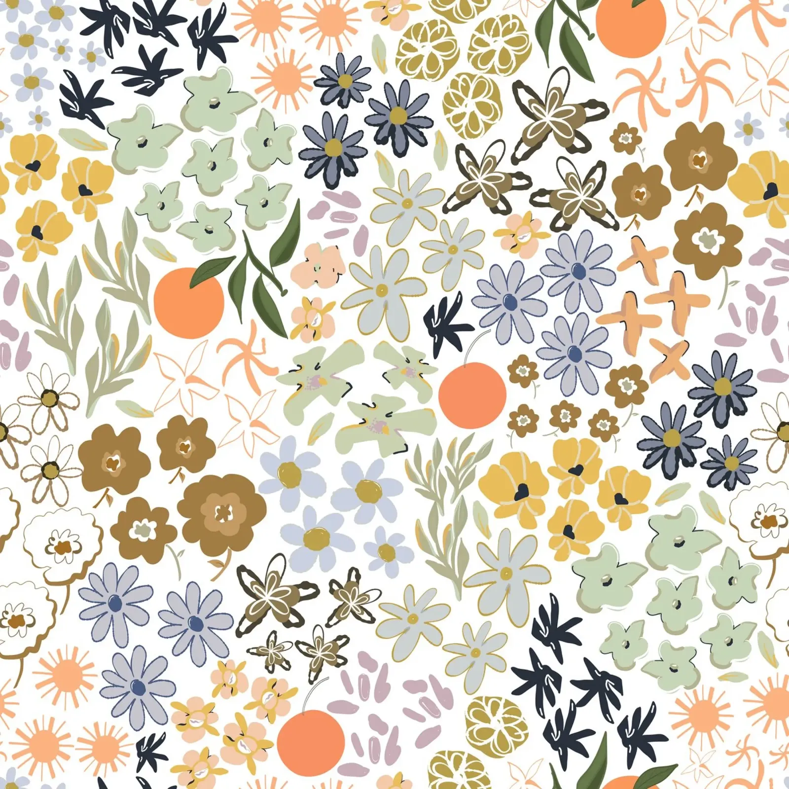 Ditsy colorful pattern with oranges canvas by gulsengunel