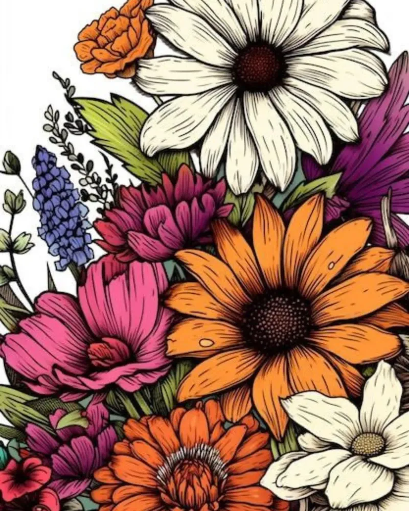 Un'esplosione di fiori pellicola backlit da graphic design
