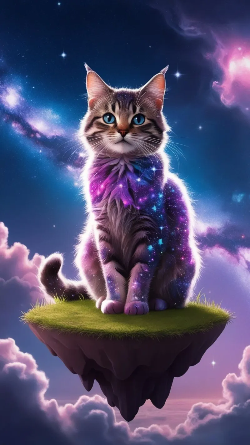 Galaxy Cat on a Floating Island canvas by van hellen