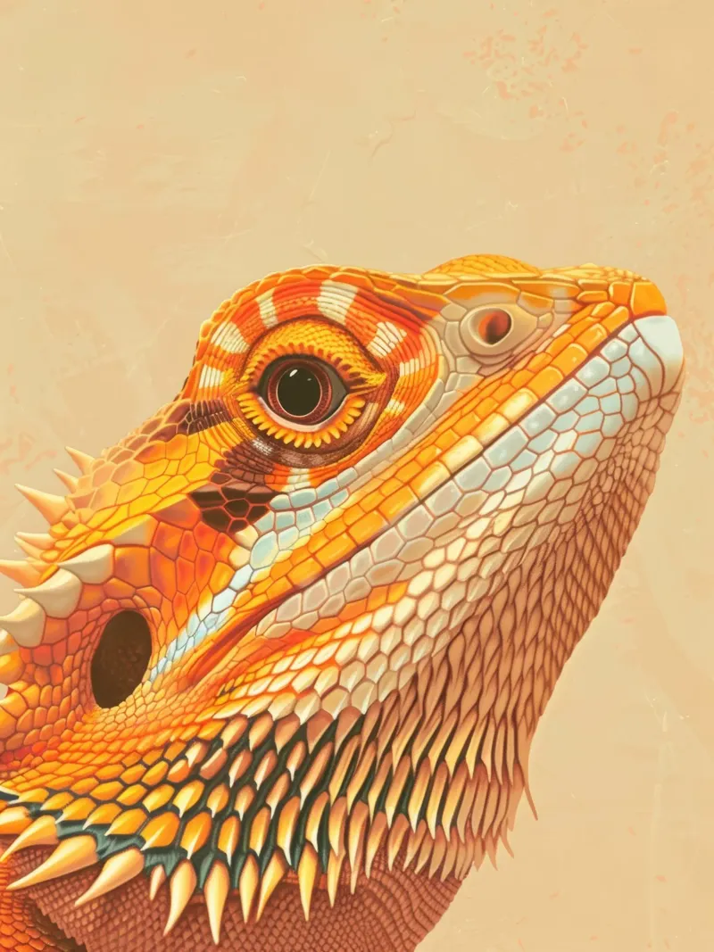 gros plan complexe d'un dragon barbu mettant en valeur ses détails alu dibond de DesignDoodle