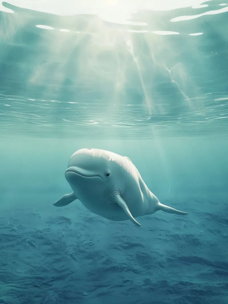 momento subacqueo con una maestosa balena beluga blue wat poster con telaio in plastica da DesignDoodle