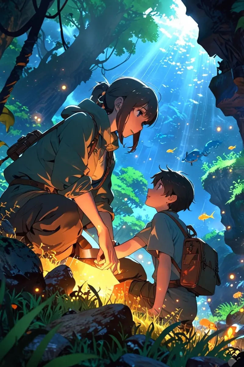 cover photo of sam & leo finding a treasure canvas with Floater frame by van hellen