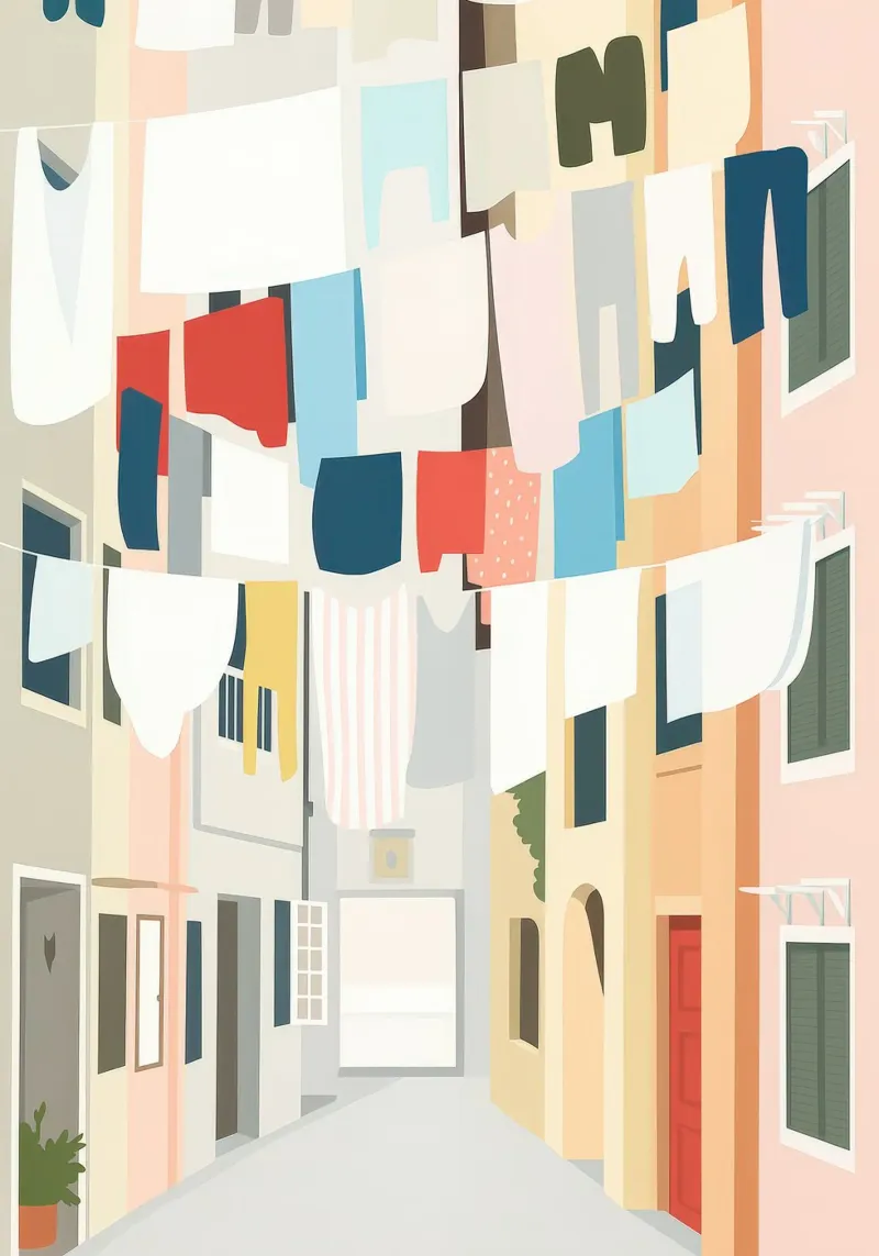 Laundry Hanging in the Breeze canvas with Floater frame by Attaboy Dsgn