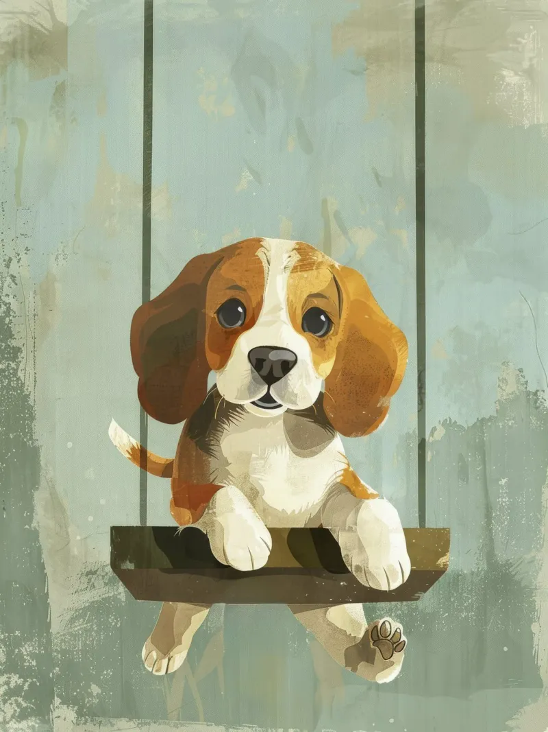 Un beagle giocherellone che si gode un giro in altalena, irradiando gioia pellicola backlit da DesignDoodle