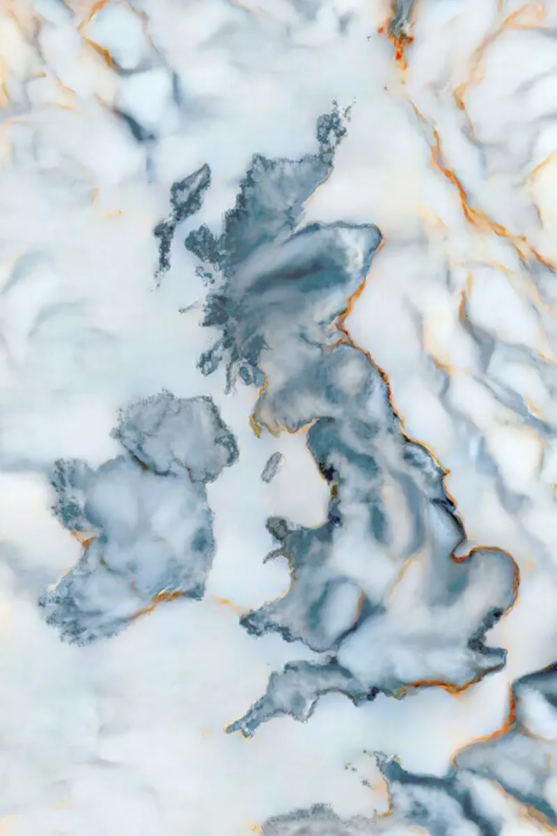 Uk Marble Map poster con telaio in alluminio da Octavian
