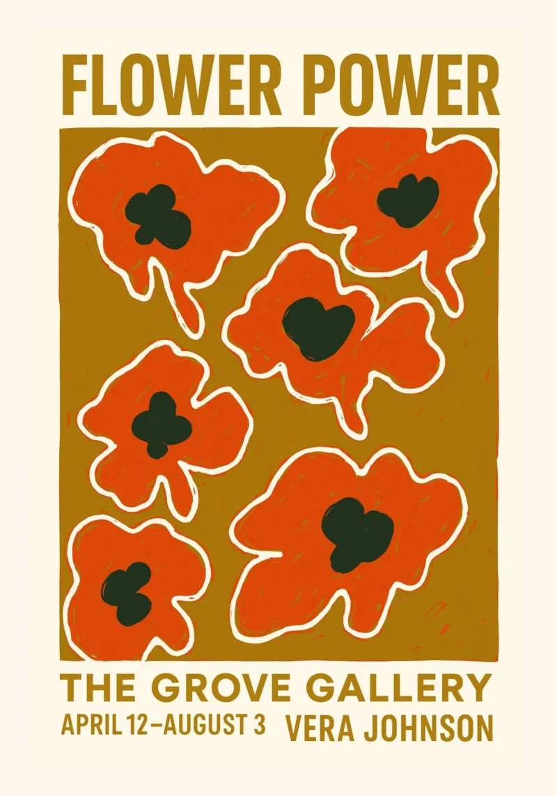 Flower Power Gallery poster con telaio in plastica da treechild