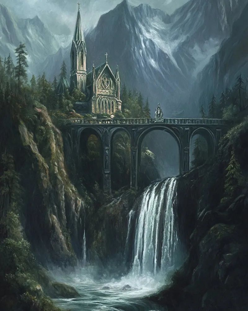 Il ponte del Signore - Echi sull'abisso poster con telaio in legno da Mittelerde Atelier
