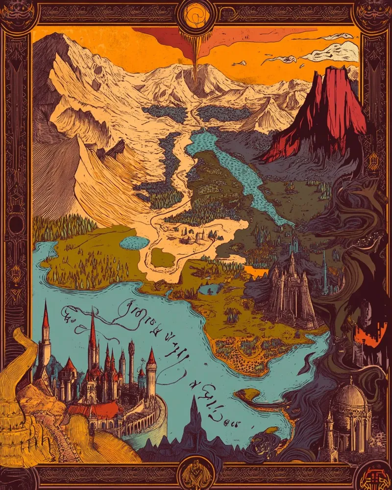 Midden-aarde Kaart - Vintage Fantasy Editie canvas van Mittelerde Atelier