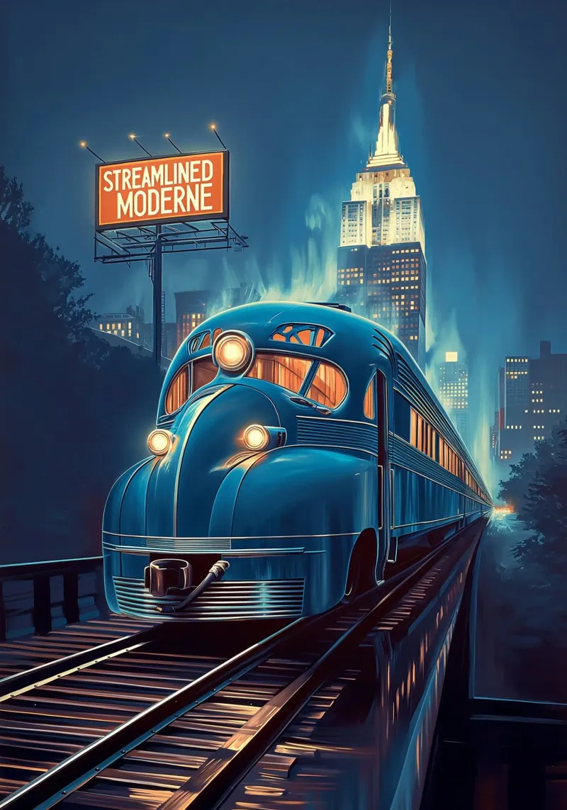 Treno Art Deco pellicola backlit da Fleur de Lys