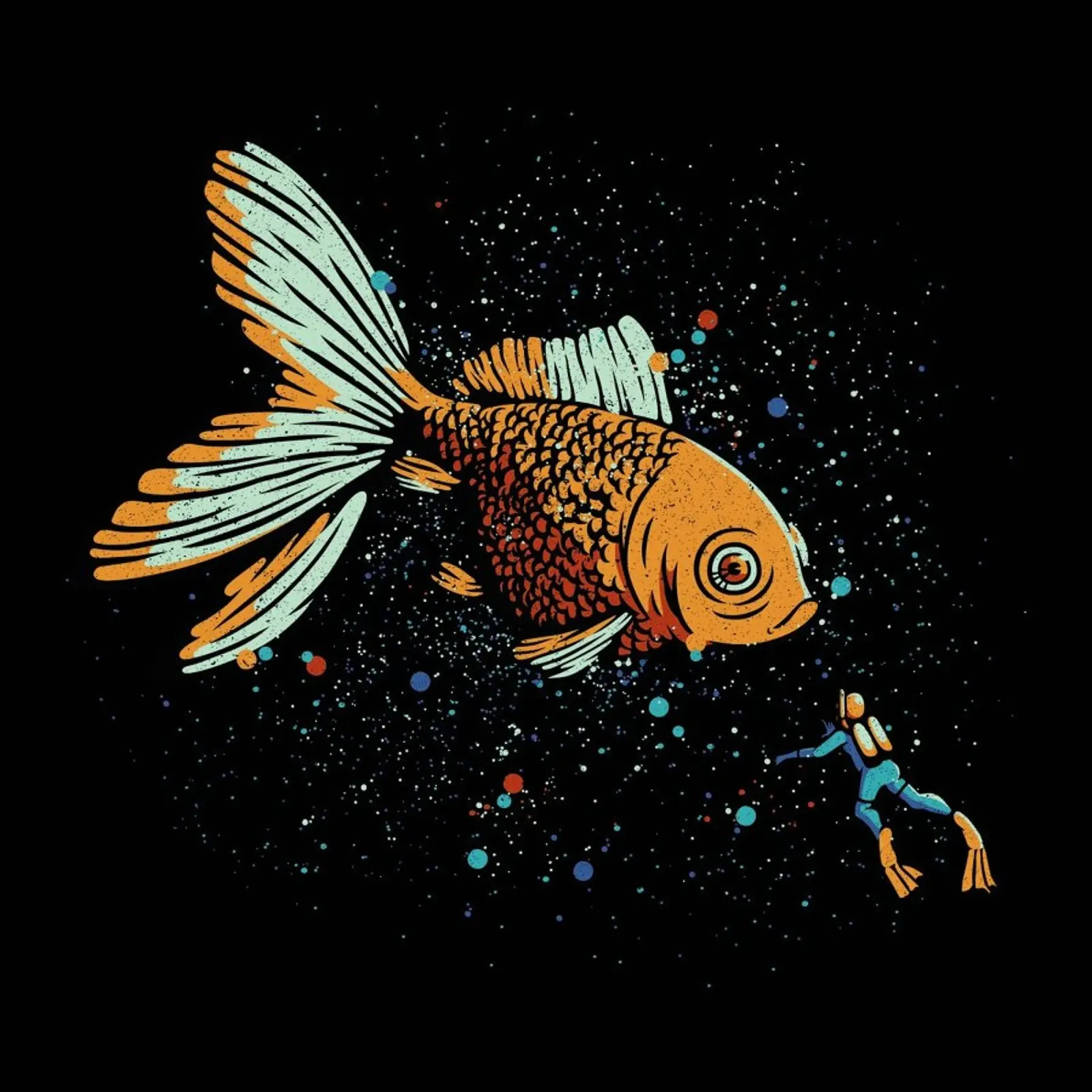 Golden Fish Scuba Diver pellicola backlit da Tobe Fonseca