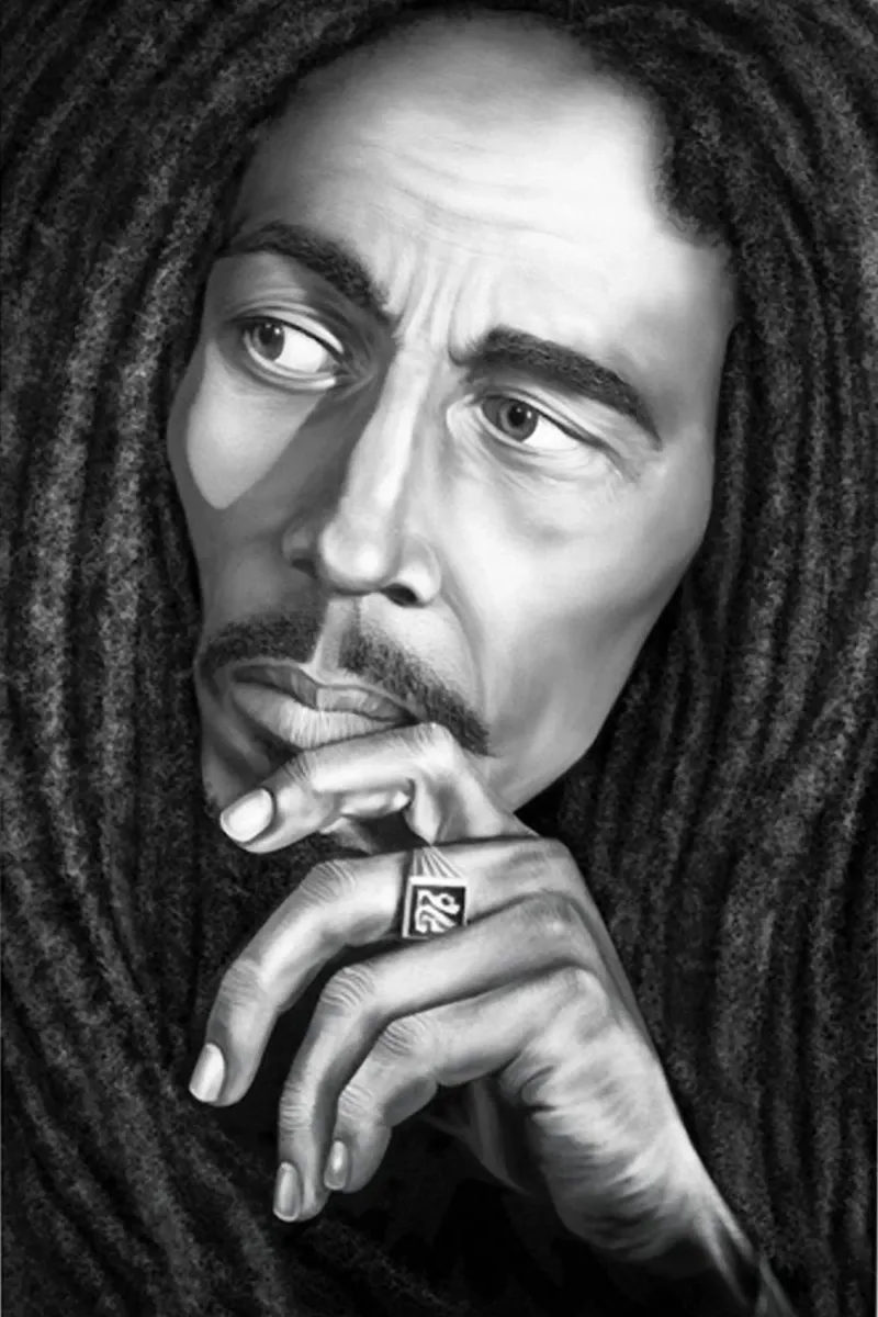 Bob Marley BW pellicola backlit da nicol shop