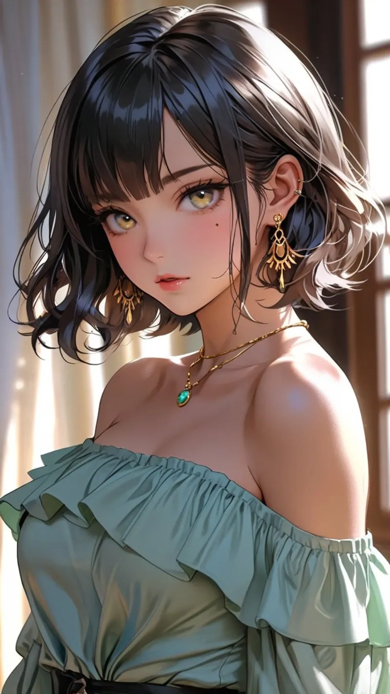donne asiatiche anime poster con telaio in legno da van hellen