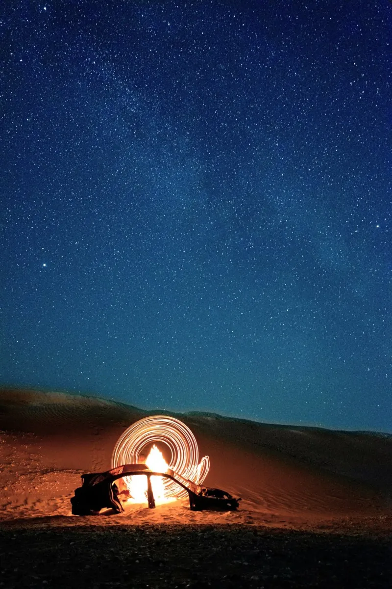 starry sky on desert canvas with Floater frame by life of sands