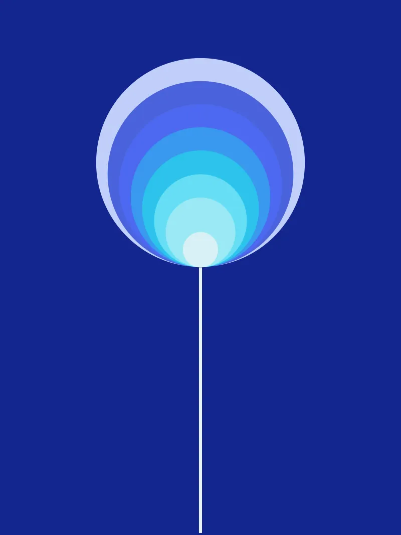 Dunkelblaue Lollipop-Blume, Geometrisches Blumendesign pellicola backlit da Lilou Art