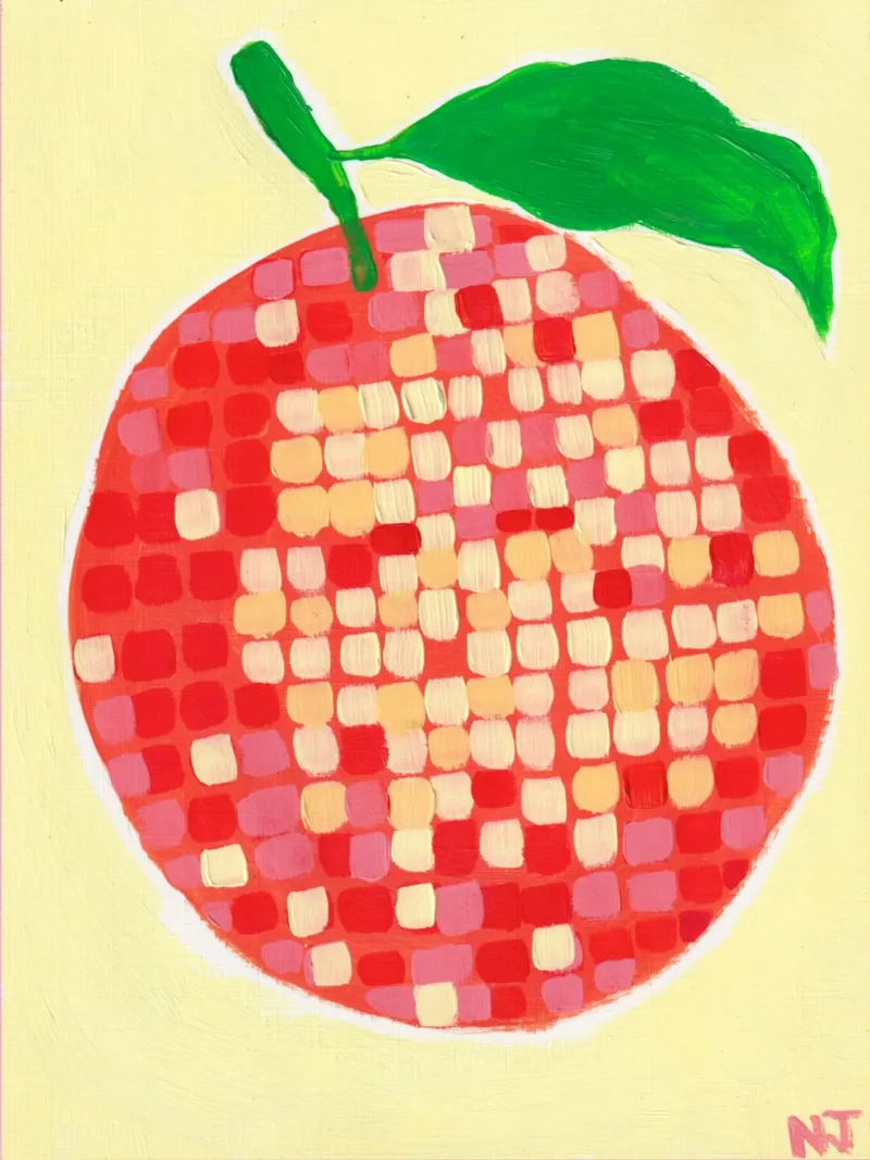 Disco Orange poster con telaio in alluminio da Natasha Joseph