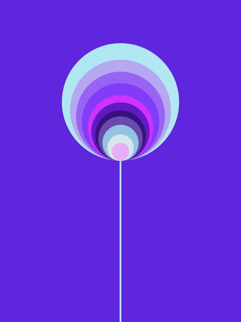 Lila Lollipop Blume - Geometrische Blume, modern art Poster mit Holzrahmen von Lilou Art