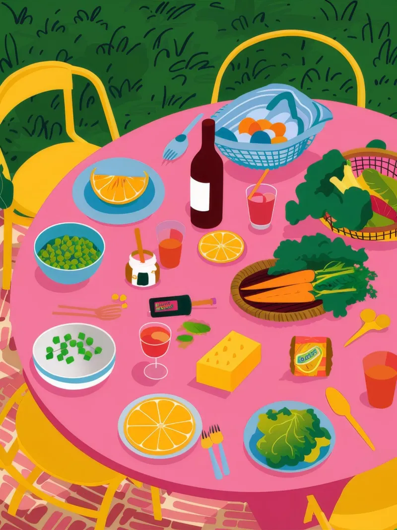 Tavola rosa Festa in giardino tela con Cornice a cassetta da Muse Artworks