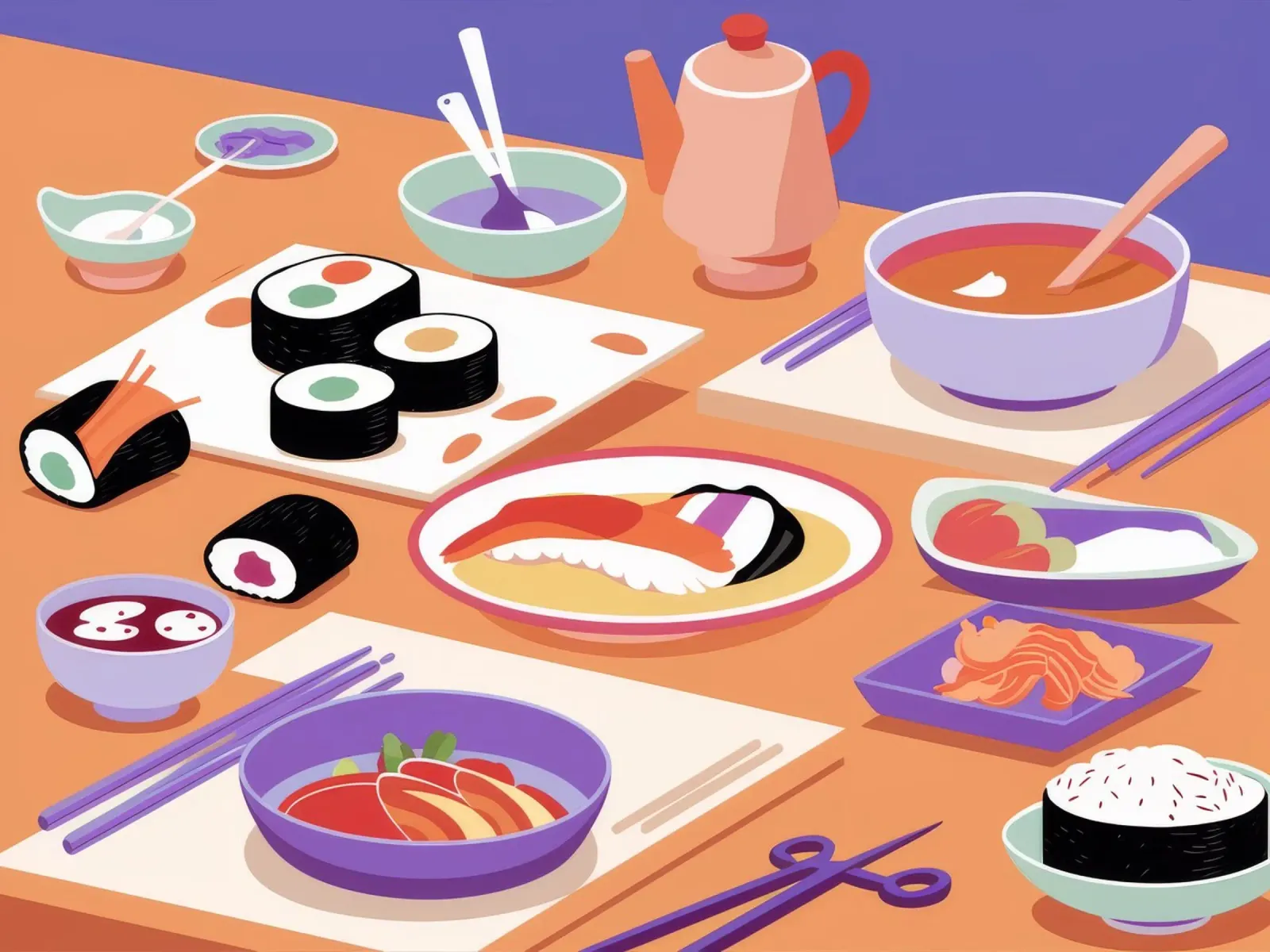 Cena a base di sushi pellicola backlit da Muse Artworks