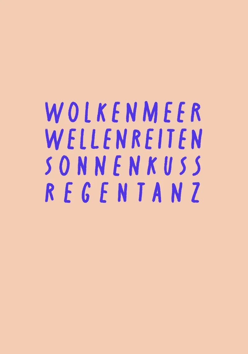 Wolkenmeer.Wellenreiten.Sonnenkuss.Regentanz. poster con telaio in legno da FRICKE DESIGN