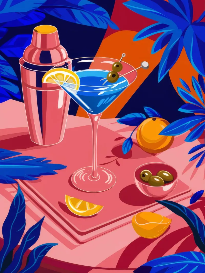 Serata cocktail tropicale poster con telaio in plastica da Muse Artworks