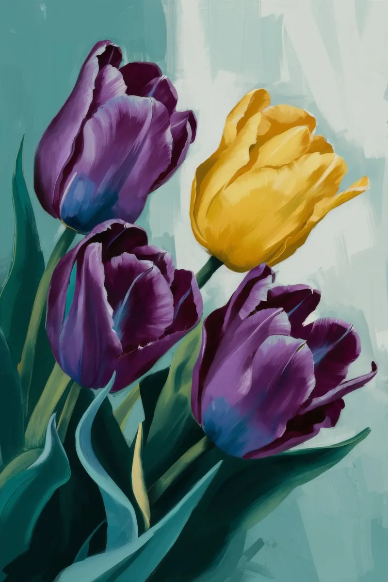 Sogno di tulipani viola poster con telaio in plastica da FadeAura