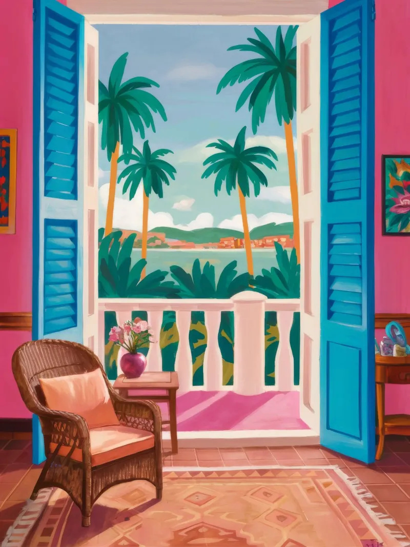 Zeegezicht Azure Shutter canvas van FadeAura