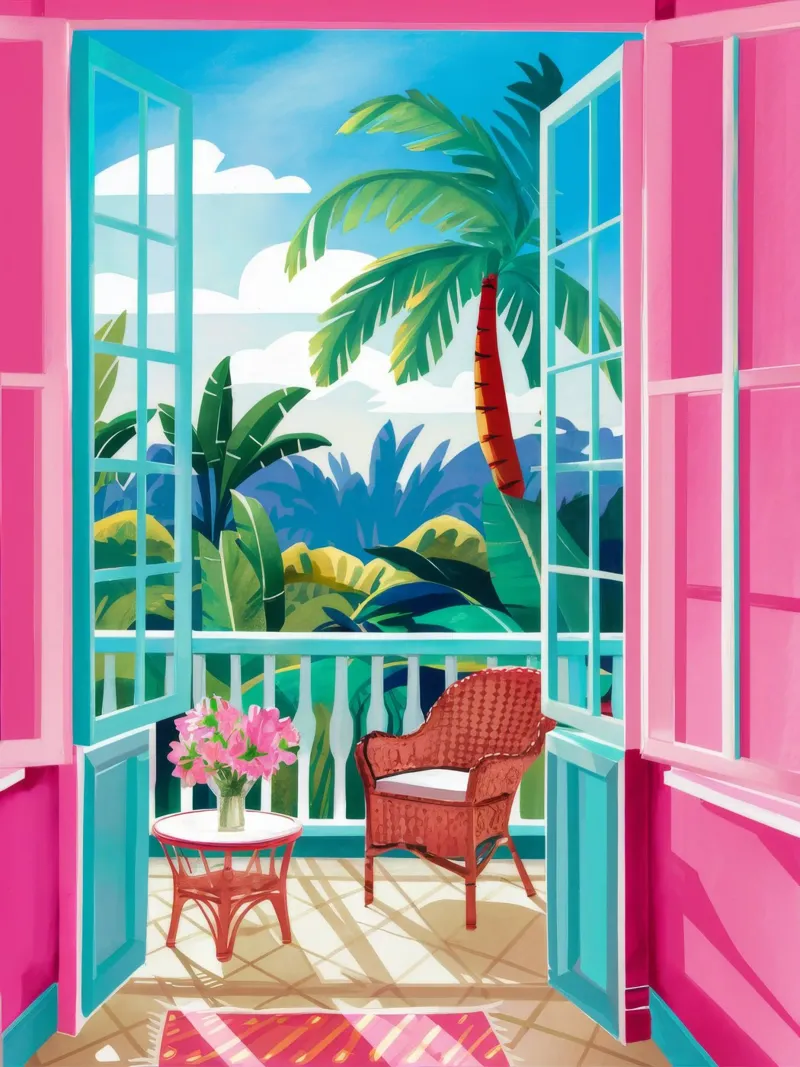 Il paradiso dei balconi rosa poster con telaio in plastica da FadeAura