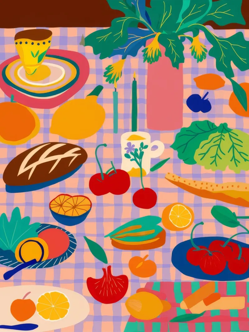 Sogno alimentare massimalista poster con telaio in plastica da Muse Artworks