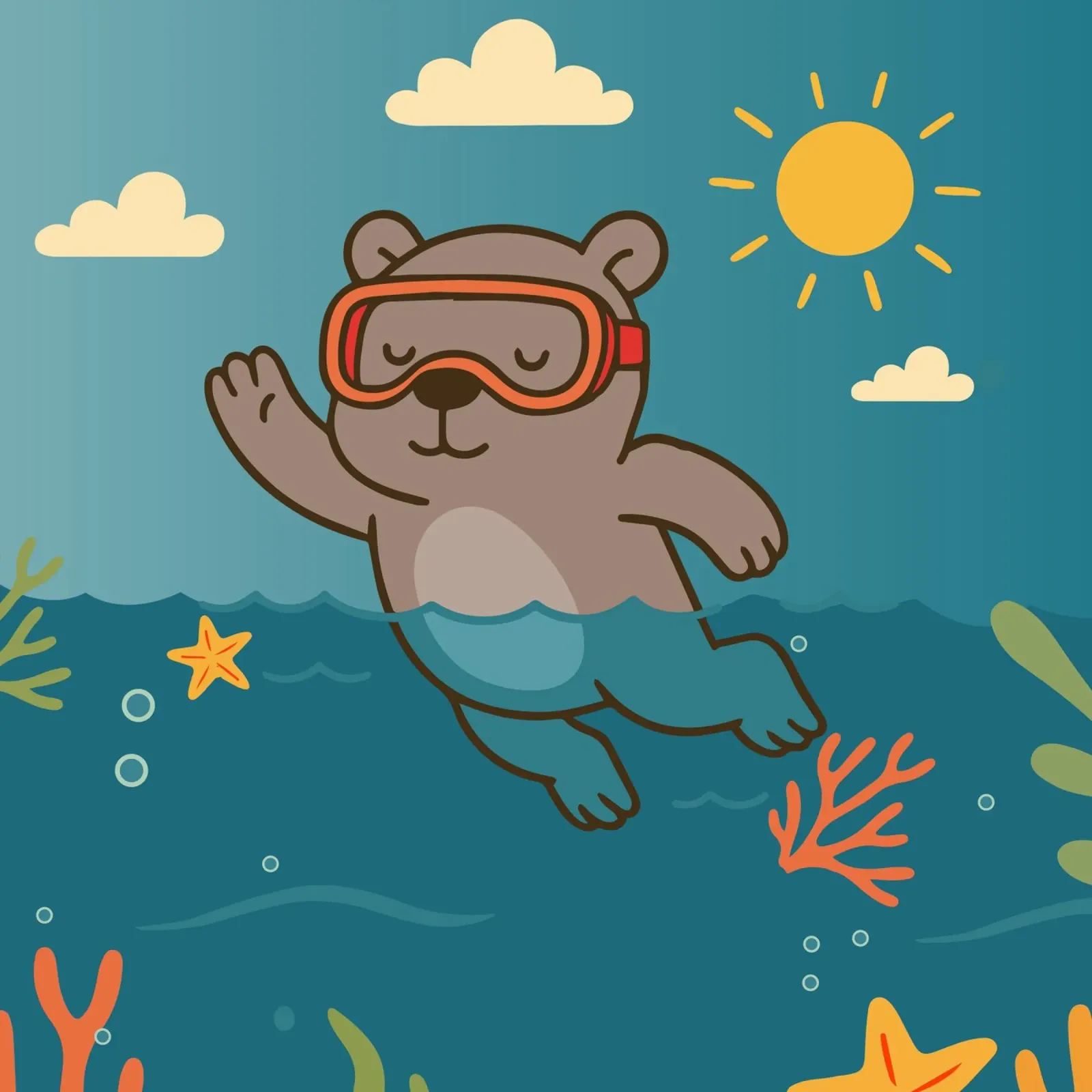 Immersione in mare con l'orso poster da namosh