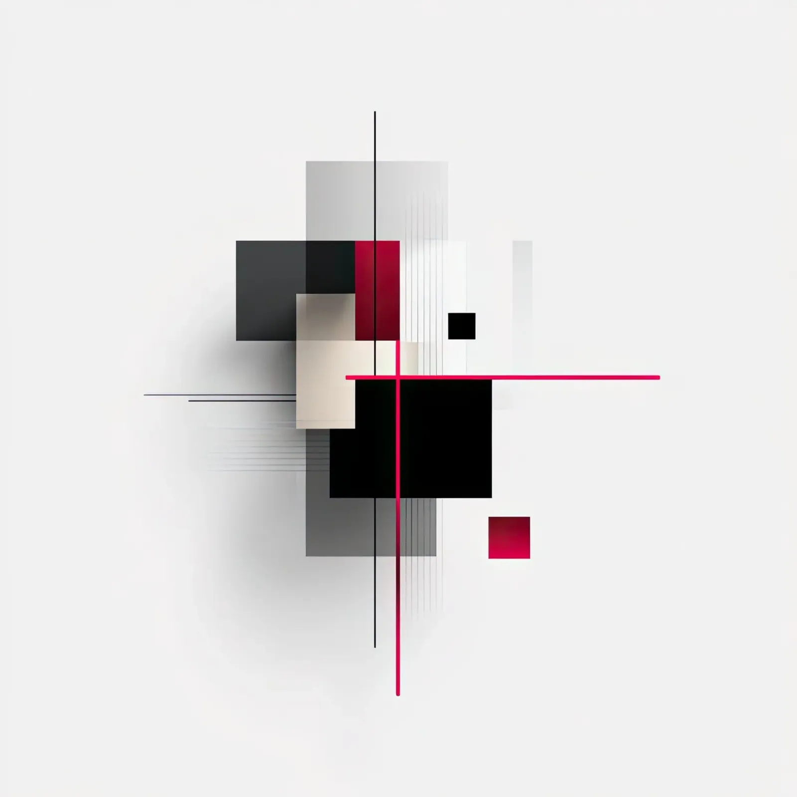 Composizione geometrica rossa e nera su bianco carta hahnemühle da Artbyvo