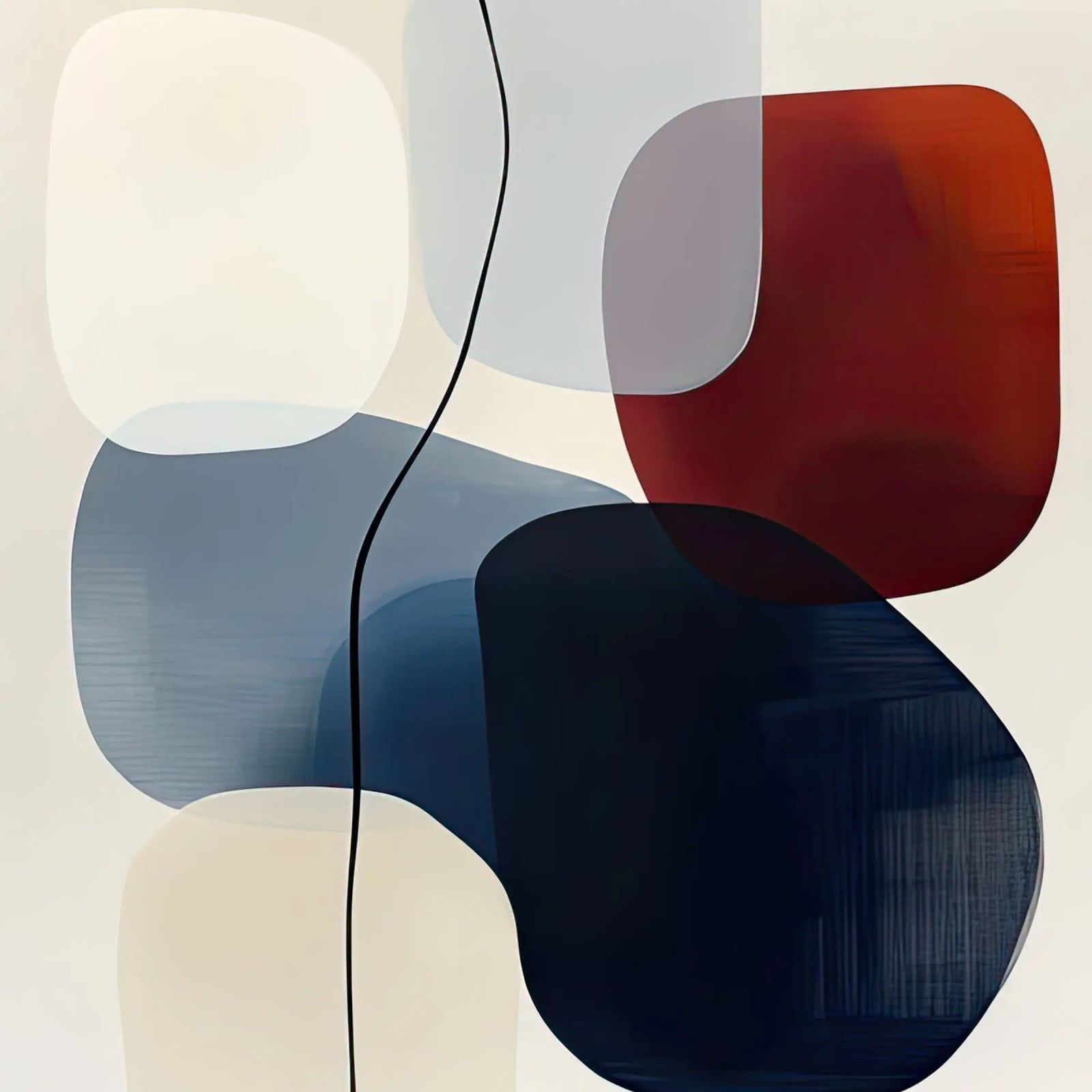 Minimal Curved Geometry in Navy and Red poster by Artbyvo