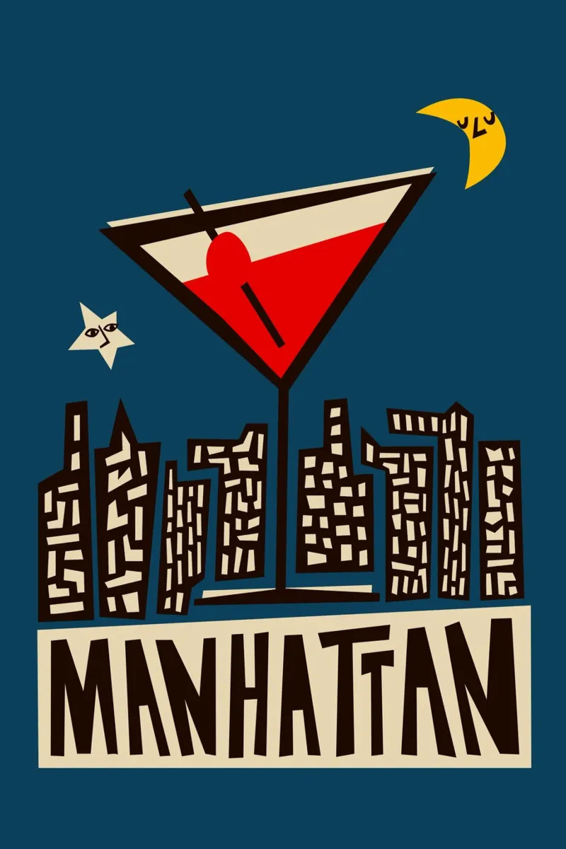 Cocktail Manhattan poster con telaio in plastica da Fox & Velvet