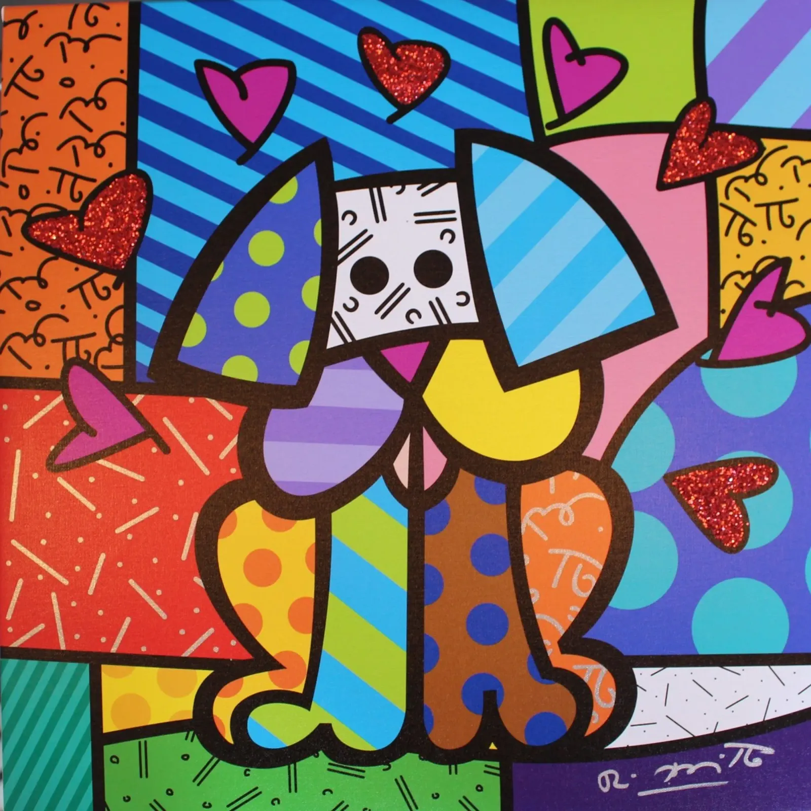 R Britto - Cute Dog poster con telaio in legno da Algoritm