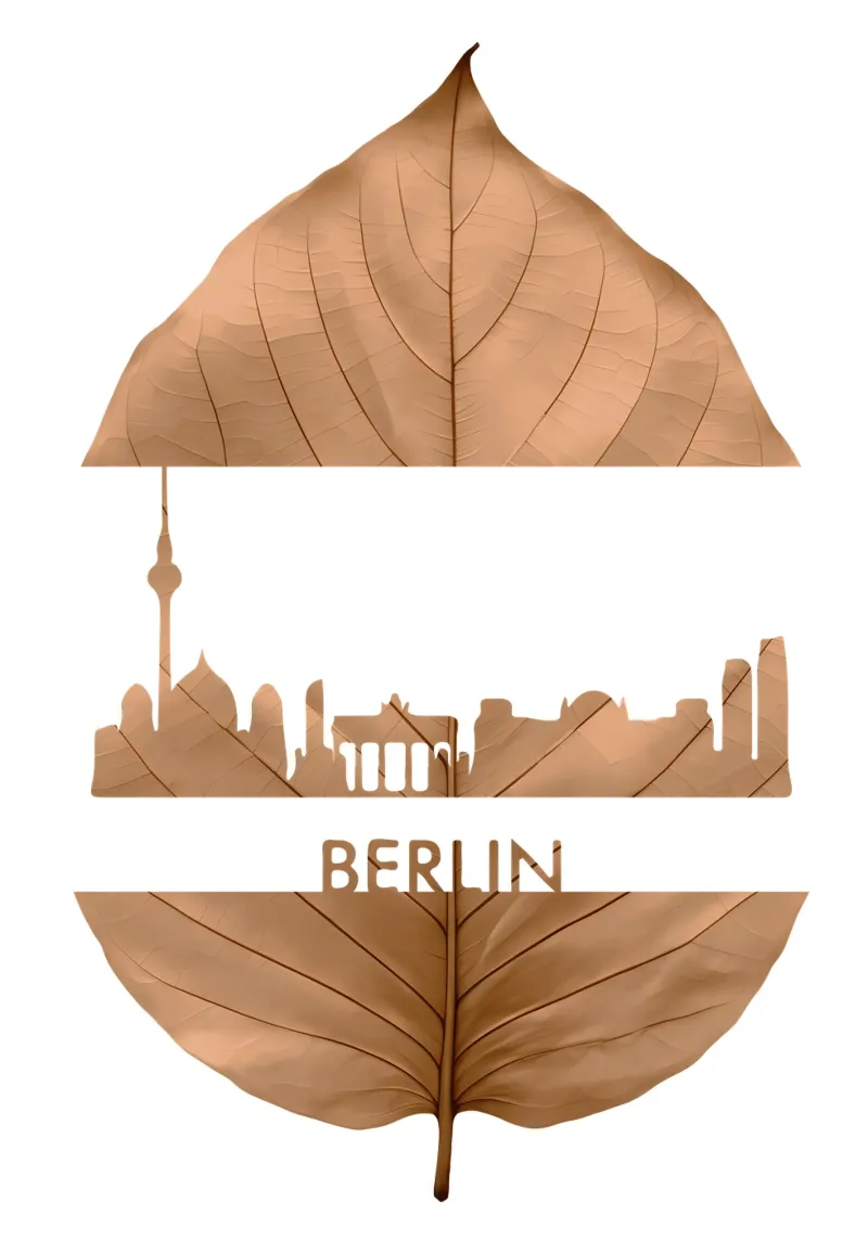 skyline della città di berlino taglio di foglie ilustrazione pellicola backlit da kahfiza