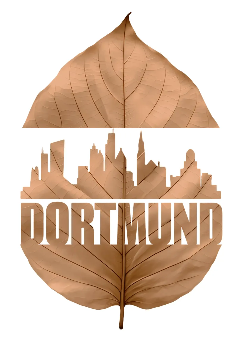 dortmund città skyline taglio foglie ilustrazione tela con Cornice a cassetta da kahfiza