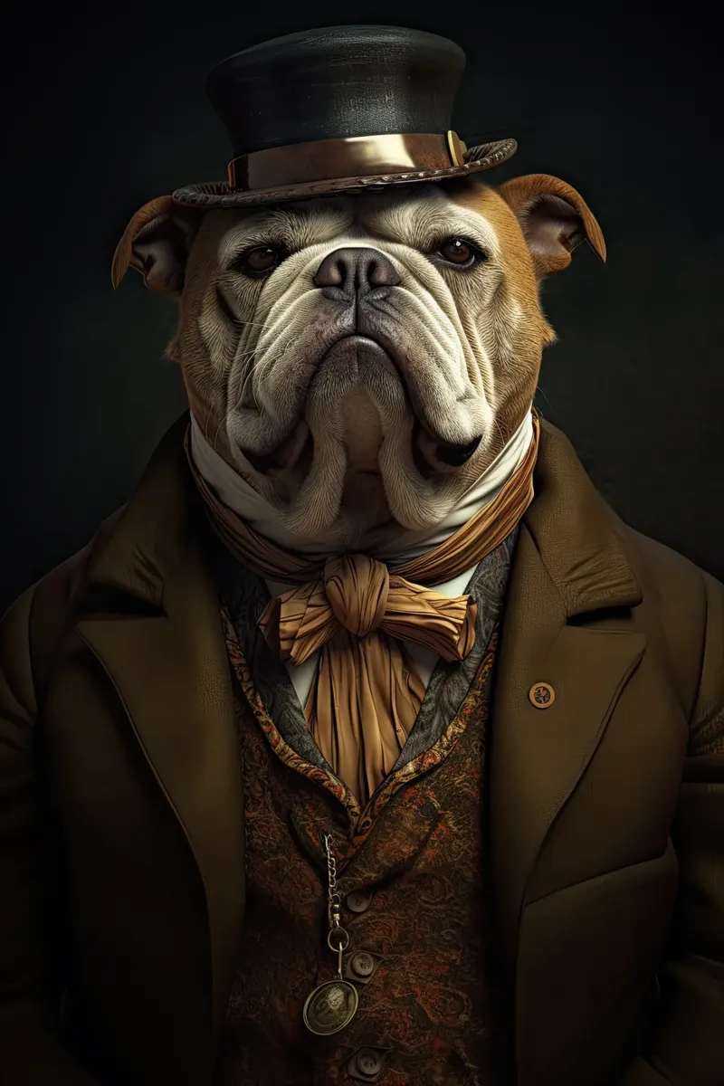 Bulldog in abiti d'epoca pellicola backlit da Imagine