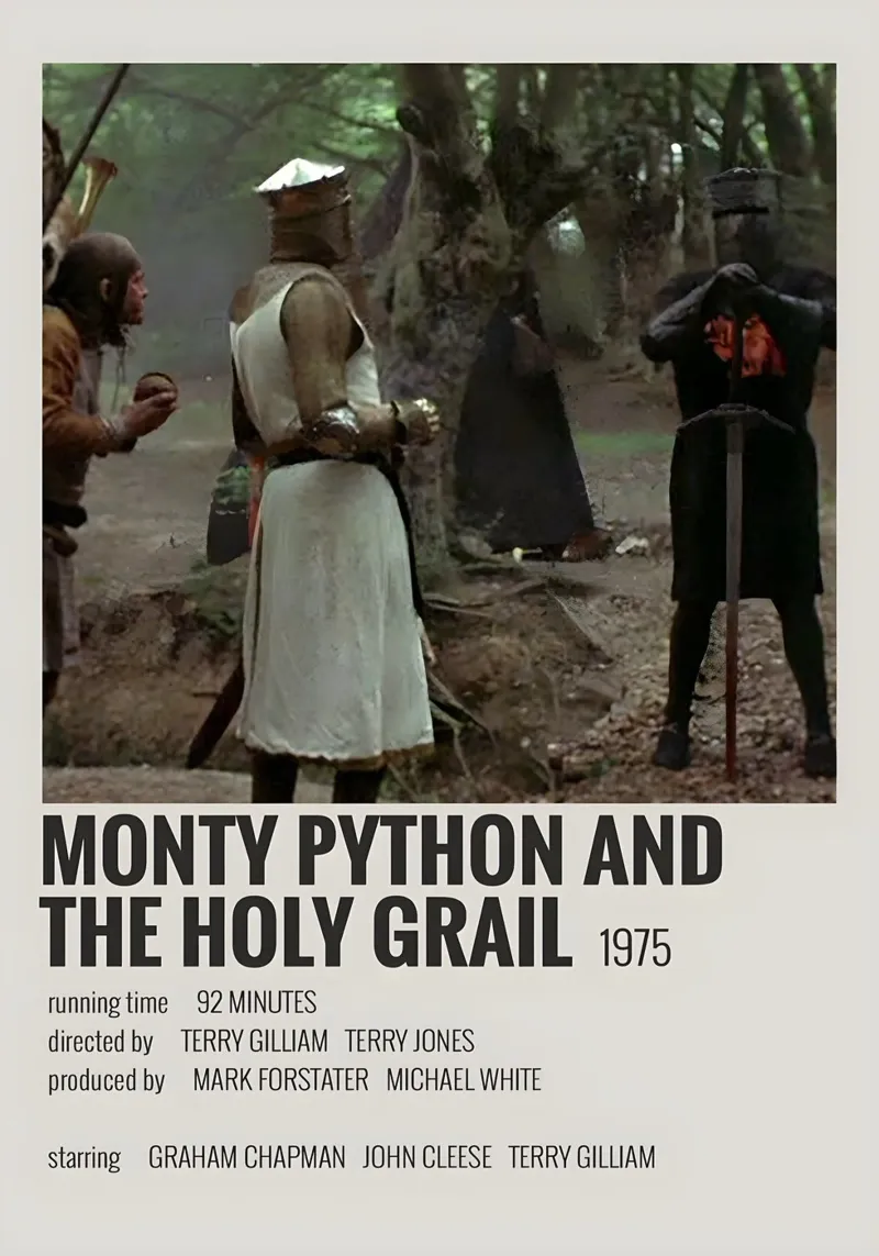 MONTY PYTHON AND THE HOLY GRAIL 1975 pellicola backlit da MVFminimalist