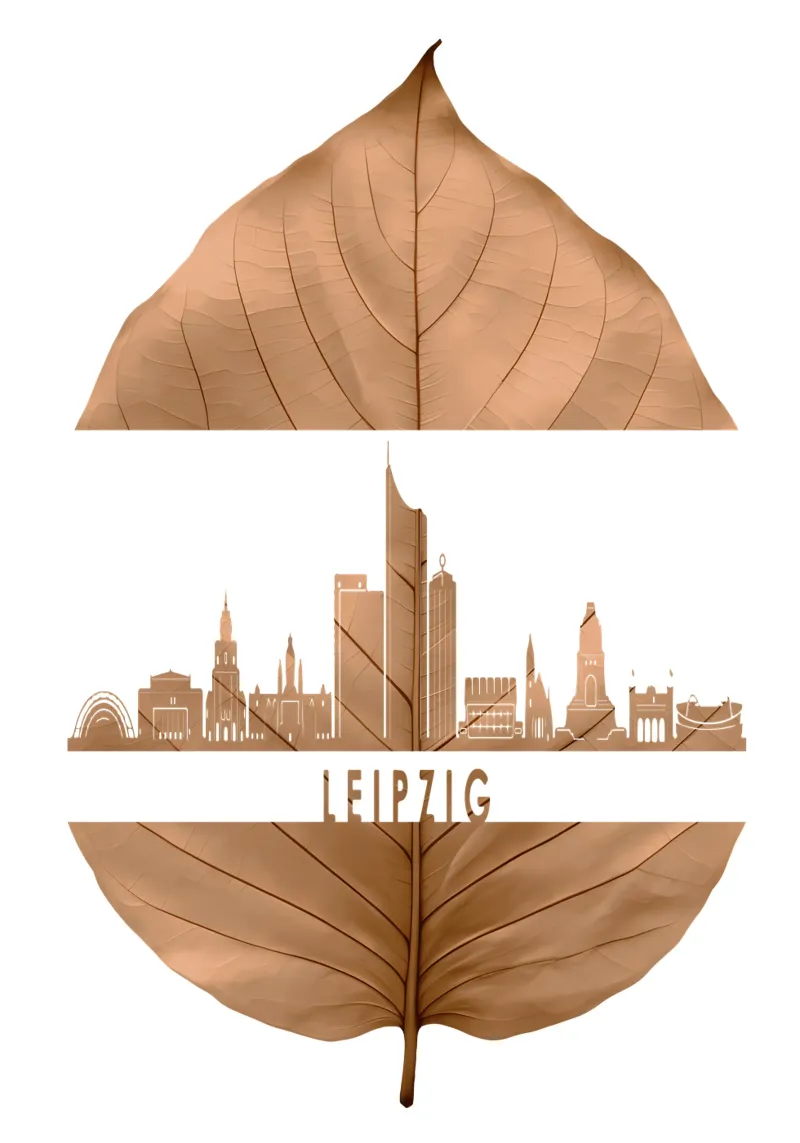 skyline della città di lipsia ilustrazione di taglio della foglia pellicola backlit da kahfiza