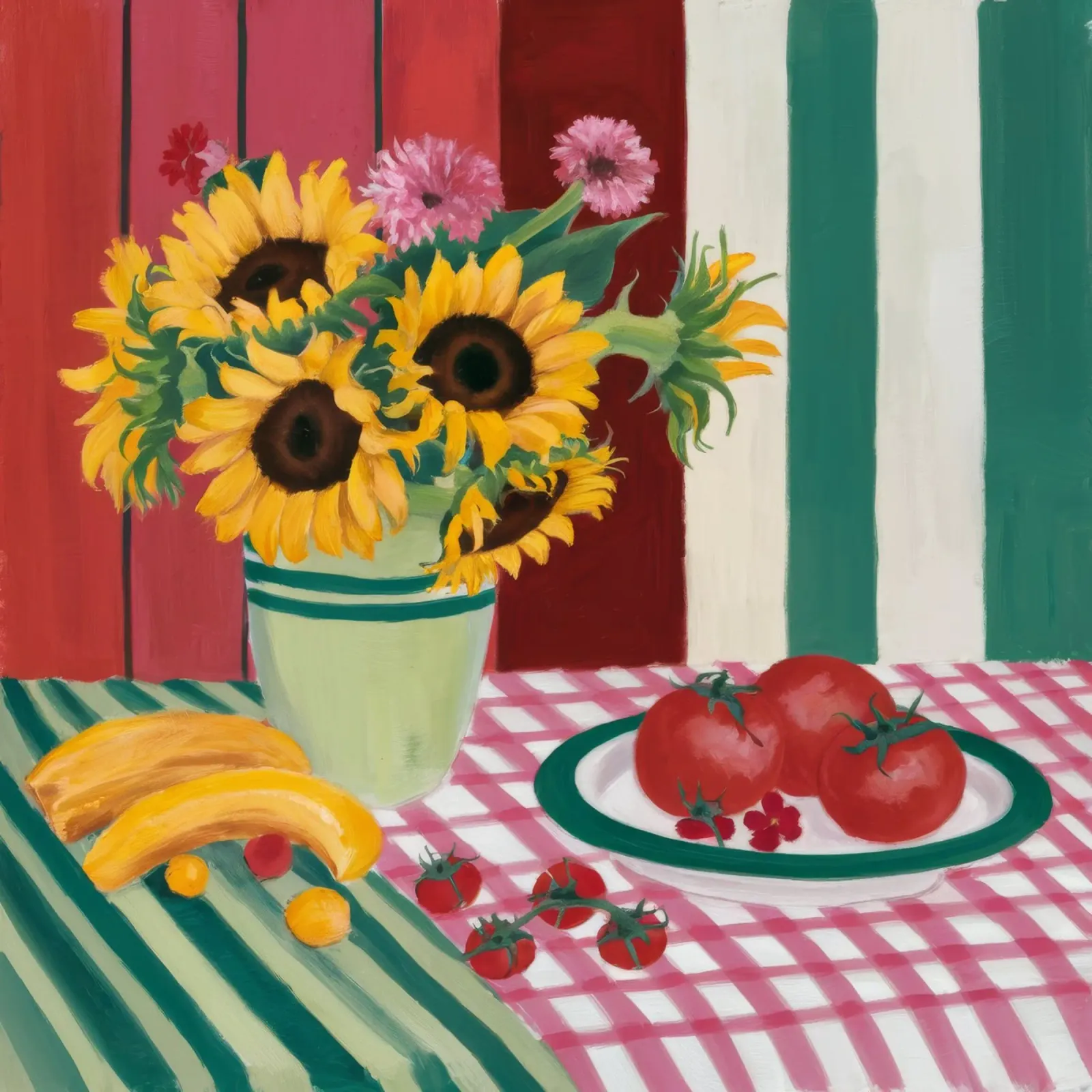 Sunflower Striped Repose canvas with Floater frame by Fable Tempa