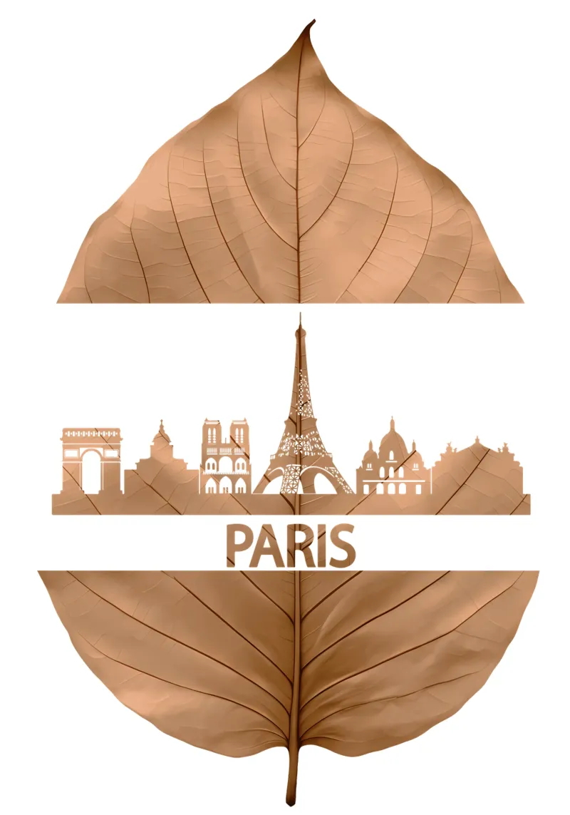 skyline della città di parigi ilustrazione di taglio delle foglie tela da kahfiza
