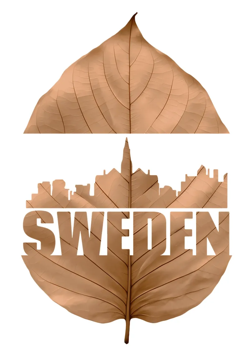 Ilustrazione di taglio delle foglie della città di Svezia carta hahnemühle da kahfiza
