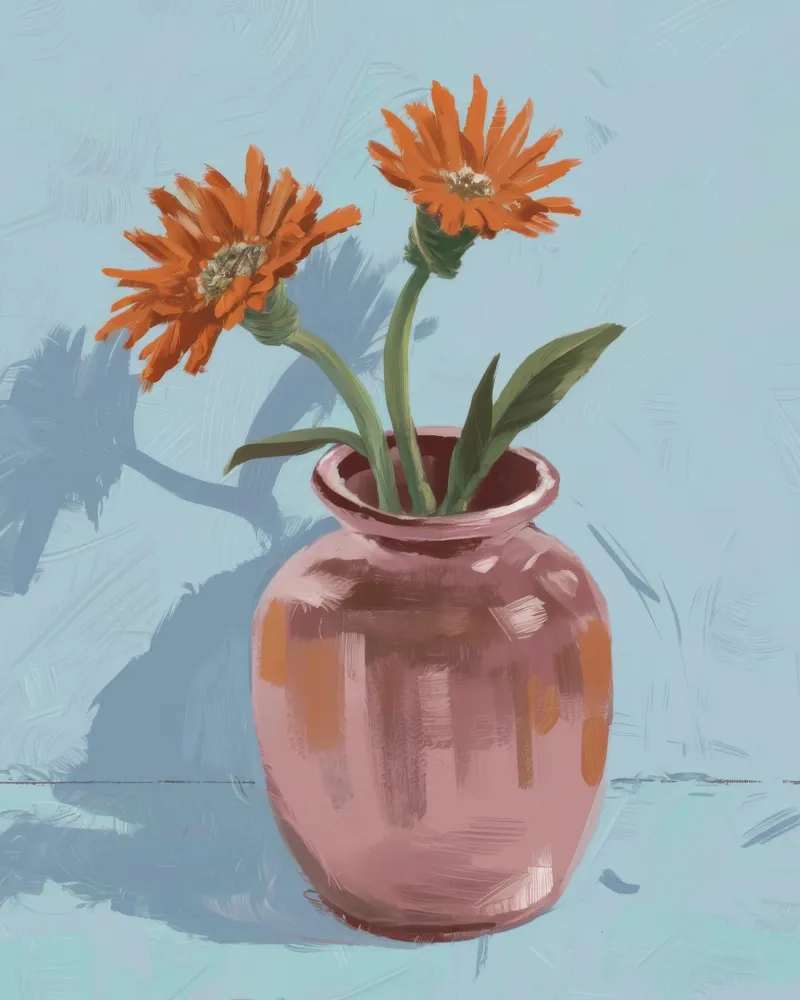 Gerbera Vase Schatten Alu-Dibond von Pan Denim