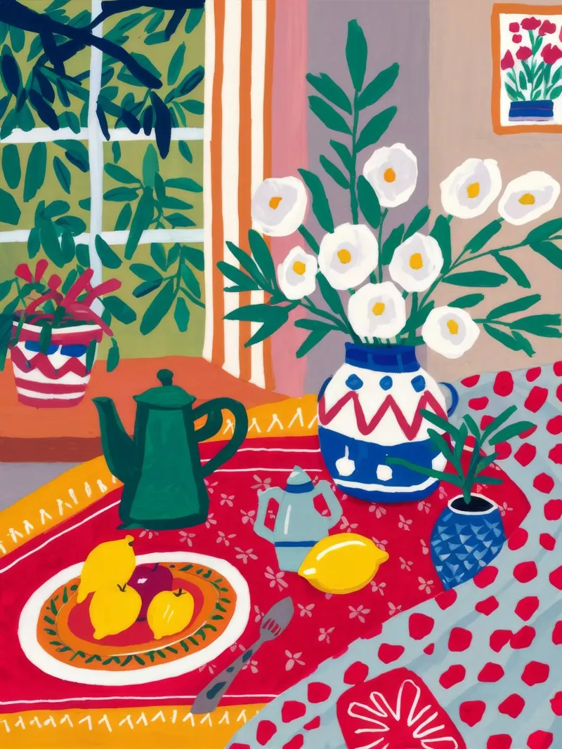 Red Table Rhapsody poster by Fable Tempa