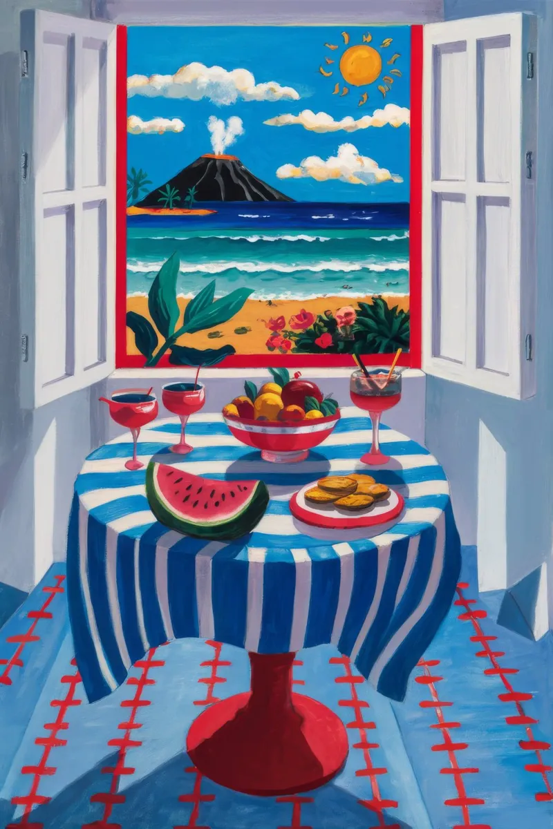 Pranzo con balcone sul mare pellicola backlit da Fable Tempa