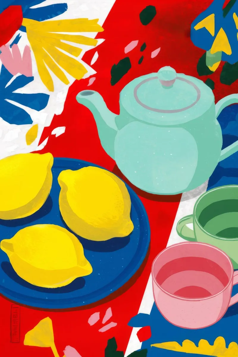 Lemon Teapot Abstraction canvas by Haven Fantasy