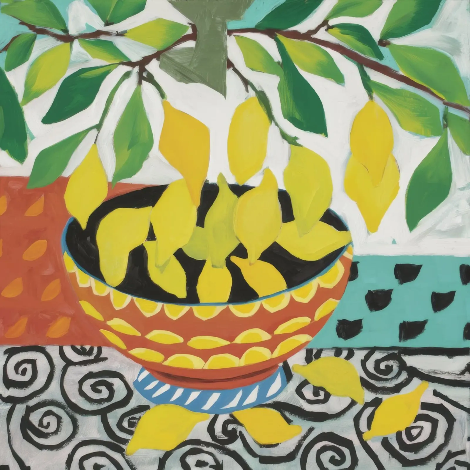 Swirl Table Lemons canvas by Tiga Bersama