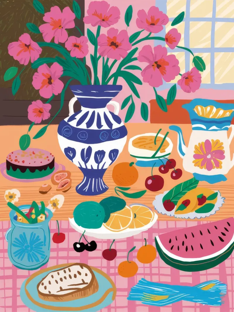 Blumenfest mit Wassermelone Hahnemühle von Haven Fantasy