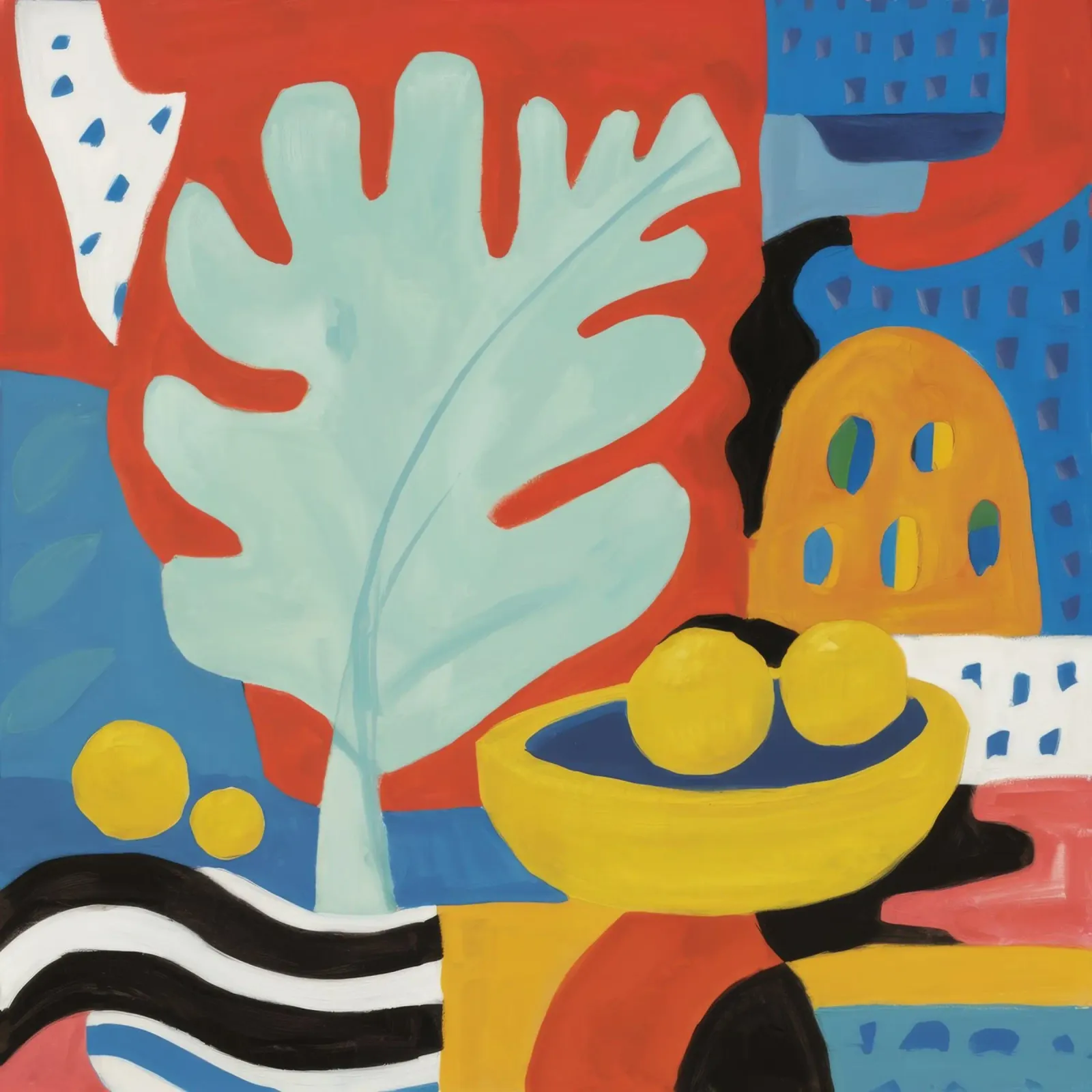 Abstracte bladerhoek canvas met Baklijst van Tiga Bersama
