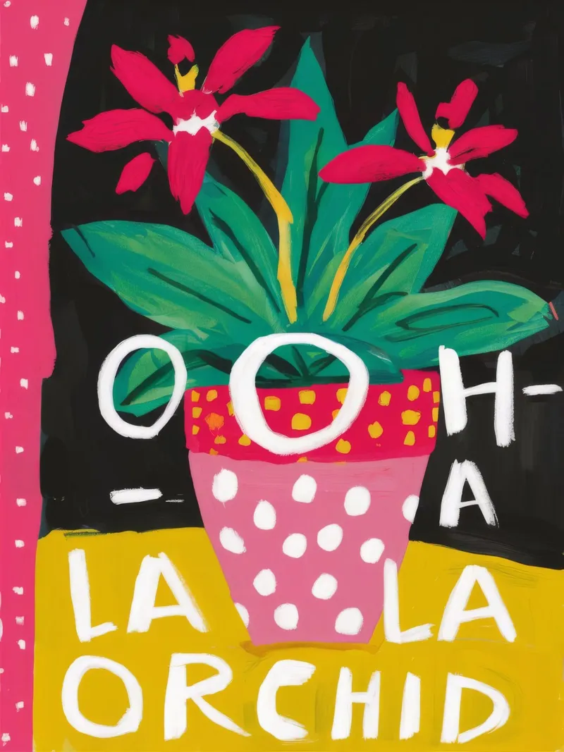 Frase Orchidea Pop poster con telaio in alluminio da Pan Denim